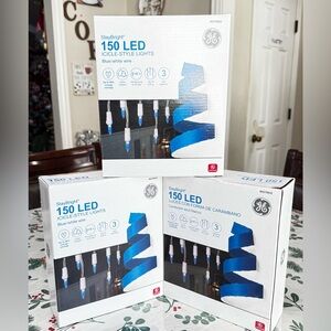 GE StayBright "Set of 3 box" 150 LED Icicle-Style Lights Blue with White Wire